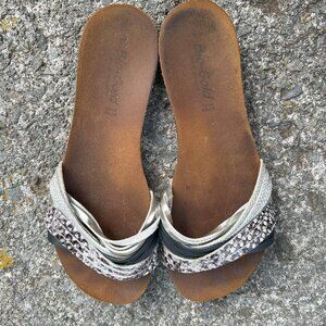 BIO GOLD LEATHER SLIP ON SANDAL MADE IN ITALY